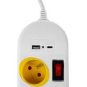 Listwa zasilająca Maclean, przedłużacz 4 gniazda + USB A / C, z włącznikami, 250VAC/10A, 1.5m, biała, MCE508 W Maclean