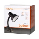 LATSA, lampa biurkowa z klipsem, 40W, E27, stal + tworzywo, czarna Orno