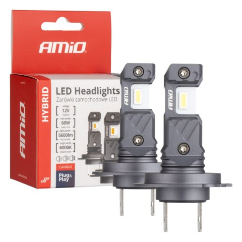 Żarówki samochodowe led seria hybrid h7 h18 6000k canbus 60w amio-04115 AMiO