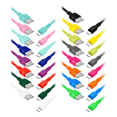 EXC Mobile kabel USB - micro USB WHIPPY, 2M, 3A, szybkie ładowanie, kolor mix Orno