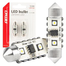 Żarówki led canbus festoon c5w 2smd 3838 36mm white 12v 24v amio-04248 AMiO