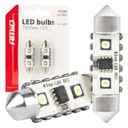 Żarówki led canbus festoon c5w 2smd 3838 41mm white 12v 24v amio-04250 AMiO