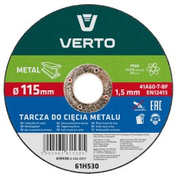 Tarcza tnąca do metalu 115 x 1.5 x 22.2 mm VERTO