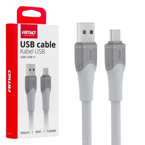 Kabel do ładowania usb-a usb-c 60w 200cm fulllink transmisja danych amio-04290 AMiO