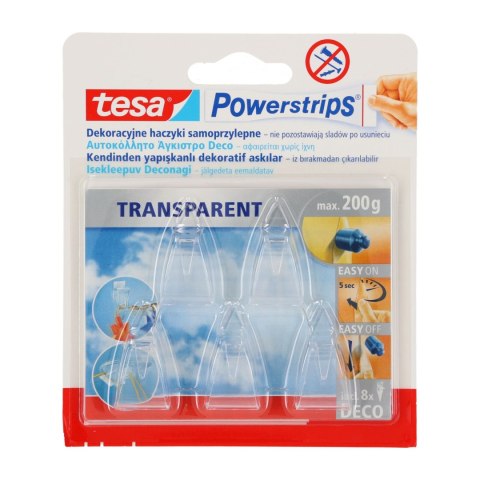 Haczyki samoprzylep.powerstrips 5 szt. deco przezroczyste Tesa