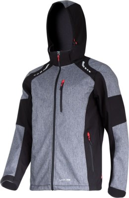 Kurtka softshell z kapt. szar.-czar.-czerw., 