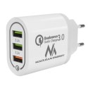 Ładowarka sieciowa Maclean, Qualcomm Quick Charge, QC 3.0 - 3.6-6V/3A, 6-9V/2A, 9-12V/1.5A, 2 gniazda 5V/2.1A, Biała, MCE479 W Maclean