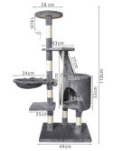 Drzewko dla kota 118cm szare PURLOV