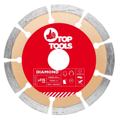 Tarcza diamentowa 115 x 22.2 mm, segmentowa Top Tools