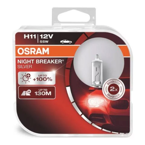 Żarówki halogenowe osram h11 12v 55w pgj19-2 night breaker silver+100% /2szt./ Osram