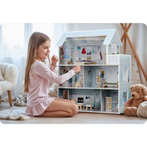 Duży Drewniany domek dla lalek 3-piętrowy Ricokids RK-878 Ricokids Duży Drewniany domek dla lalek 3-piętrowy Ricokids RK-878 Ricokids