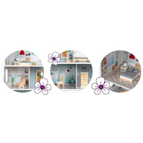 Duży Drewniany domek dla lalek 3-piętrowy Ricokids RK-878 Ricokids Duży Drewniany domek dla lalek 3-piętrowy Ricokids RK-878 Ricokids