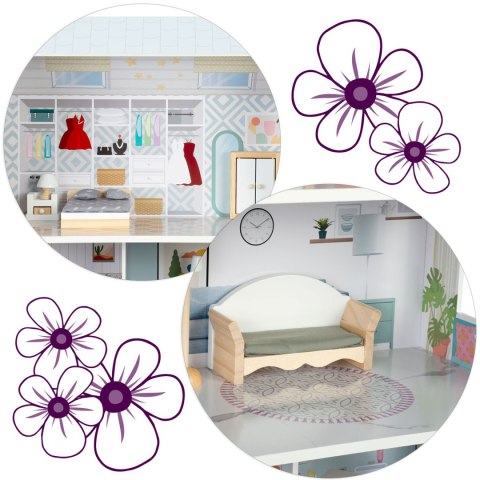 Duży Drewniany domek dla lalek 3-piętrowy Ricokids RK-878 Ricokids Duży Drewniany domek dla lalek 3-piętrowy Ricokids RK-878 Ricokids