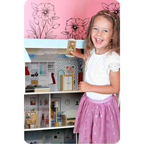 Duży Drewniany domek dla lalek 3-piętrowy Ricokids RK-878 Ricokids Duży Drewniany domek dla lalek 3-piętrowy Ricokids RK-878 Ricokids