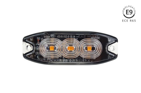 Lampa błyskowa płaska 3x3w led r65 r10 12/24v ip67 AMiO