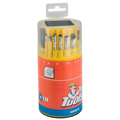 Wiertła różne (metal/beton/drewno), zestaw 18 szt. Top Tools