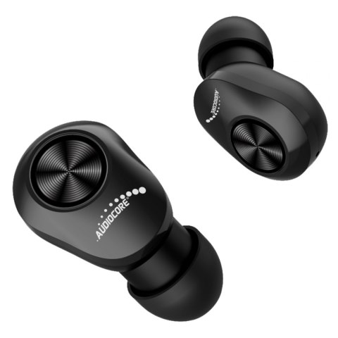 Douszne słuchawki TWS BT 5.1 Audiocore z bazą do ładowania 300mAh, słuchawki 30mAh, czarne AC580 Audiocore Douszne słuchawki TWS BT 5.1 Audiocore z bazą do ładowania 300mAh, słuchawki 30mAh, czarne AC580 Audiocore