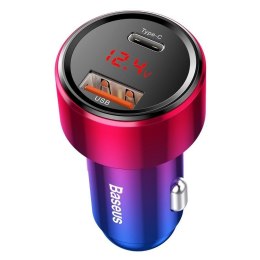 Ładowarka samochodowa baseus magic usb + usb-c qc 4.0 pd 45w czerwono-niebieska Baseus