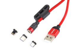 Kabel usb magnetyczny 3w1 na lightning, usb-c, micro usb 1m amio uc-8 AMiO