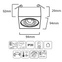 Lampa, oczko, oprawa sufitowa Maclean, dla źródeł światła MR16/GU10, kolor biały, 94x94x32mm, kwadratowa, alu, MCE464 W Maclean